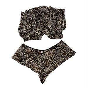 Belle Nuit Leopard Print Cami Top‎ & Shorts Lingerie Set Plus Size 3X